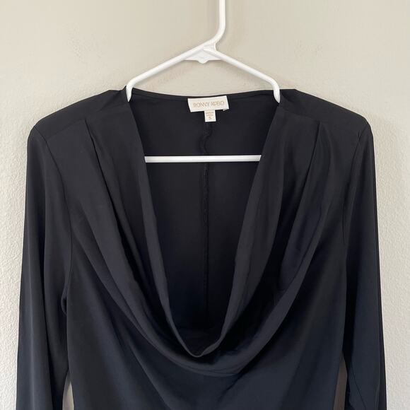 Ronny Kobo Sandra Black Rhinestone Sleeve Drape Blouse (S) - Picture 4 of 9